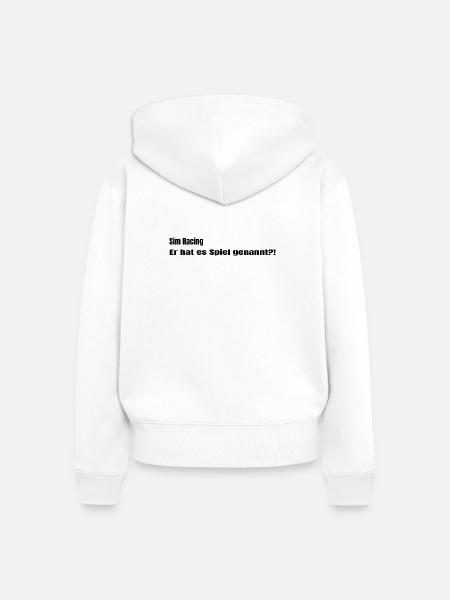 Er hat es Spiel genannt - Frauen Premium Bio Zip Hoodie - Weiß