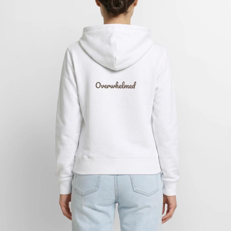 Overwhelms script text in brown Women's Premium Organic Zip Hoodie