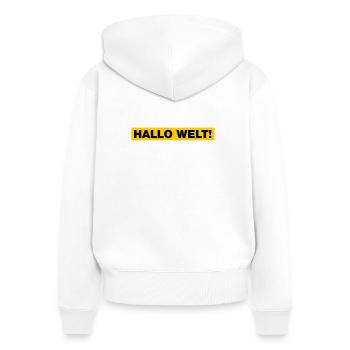 Hallo Welt! - Frauen Premium Bio Zip Hoodie - Weiß - Hinten - AI Model Female 172 light (172cm)