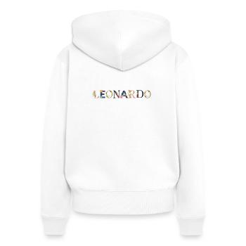 LEONARDO Name mit Blumen geschmückt - Frauen Premium Bio Zip Hoodie - Weiß - Hinten - AI Model Female 172 light (172cm)
