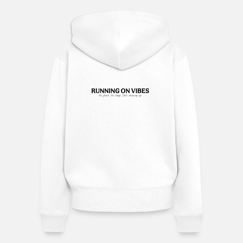 Fonctionner sur Vibes - Sweat à capuche zippé Premium bio Femme - blanc