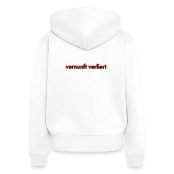 vernunft verliert - Frauen Premium Bio Zip Hoodie - Weiß - Hinten - AI Model Female 172 light (172cm)
