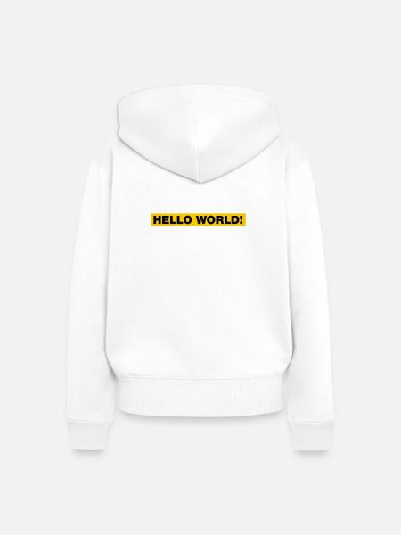 Hello World! - Frauen Premium Bio Zip Hoodie - Weiß
