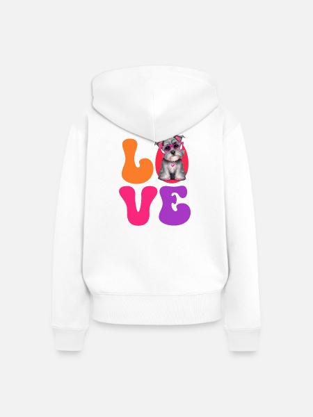 Hund Schnauzer Zwergschnauzer - Frauen Premium Bio Zip Hoodie - Weiß