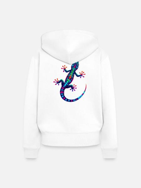 Gecko - Frauen Premium Bio Zip Hoodie - Weiß