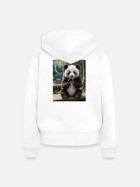 Panda Design - Frauen Premium Bio Zip Hoodie - Weiß