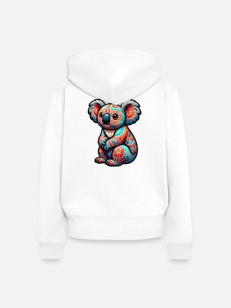 Koala - Frauen Premium Bio Zip Hoodie - Weiß