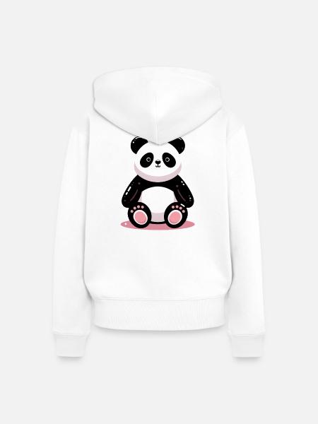 Panda - Frauen Premium Bio Zip Hoodie - Weiß