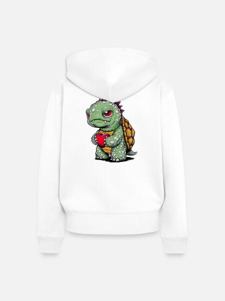 Schildkröte mit Herz - Frauen Premium Bio Zip Hoodie - Weiß