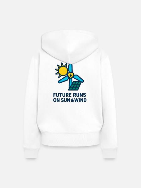 Future Runs on Sun & Wind - Frauen Premium Bio Zip Hoodie - Weiß