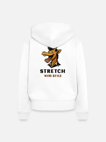 Stretch with Style – Coole Giraffe - Frauen Premium Bio Zip Hoodie - Weiß
