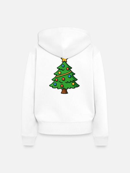 Weihnachtsbaum Cartoon - Frauen Premium Bio Zip Hoodie - Weiß