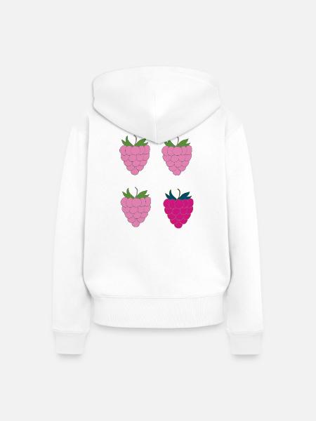 Doppel-Himbeer Pop-Art - Frauen Premium Bio Zip Hoodie - Weiß