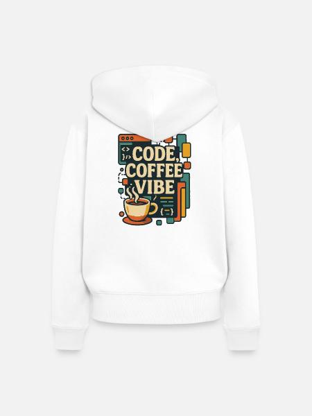 Code Coffee Vibe – Lustiges Programmer T-Shirt - Frauen Premium Bio Zip Hoodie - Weiß