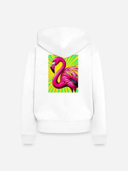 Flamingo - Frauen Premium Bio Zip Hoodie - Weiß