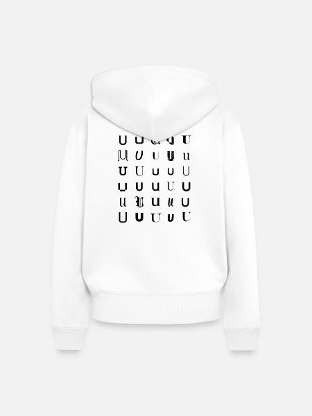 Typografie U Monogramm Buchstabenmosaikdesign. - Frauen Premium Bio Zip Hoodie - Weiß