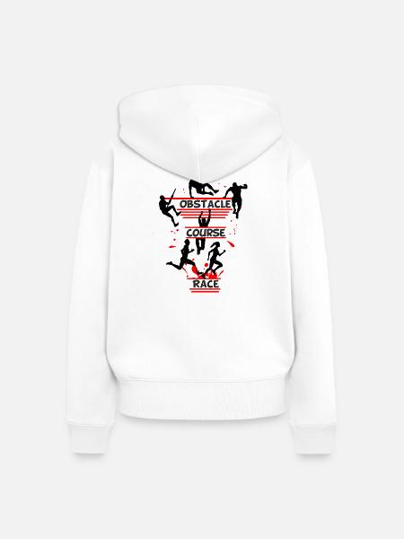 Hindernisparcours-Rennen – Full Action Silhouette - Frauen Premium Bio Zip Hoodie - Weiß