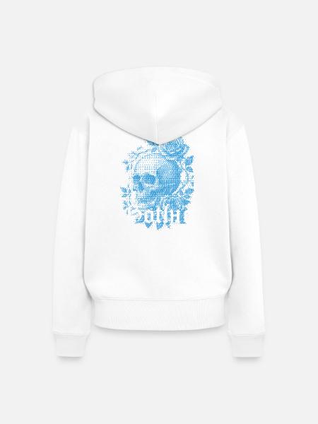 Gotischer Schädel mit Rosen - Frauen Premium Bio Zip Hoodie - Weiß