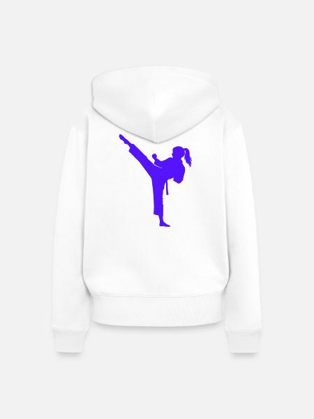 Kampfsport Hochkick Silhouette - Frauen Premium Bio Zip Hoodie - Weiß
