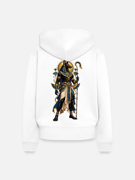 Anubis im Goldenen Gewand - Frauen Premium Bio Zip Hoodie - Weiß