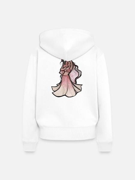 Rouge-Tänzer im Aquarellschleier - Frauen Premium Bio Zip Hoodie - Weiß
