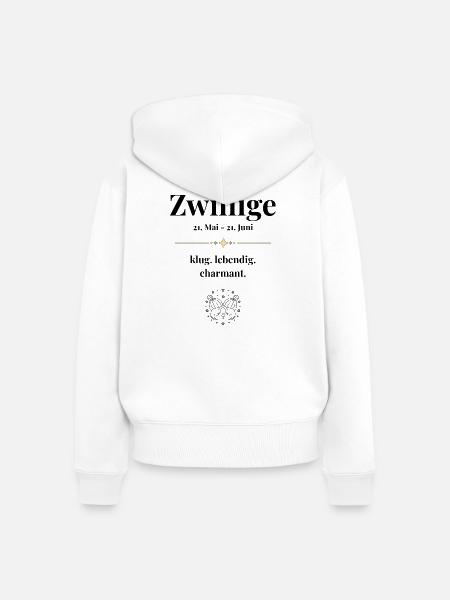 Zwillinge Sternzeichen Eigenschaften - Frauen Premium Bio Zip Hoodie - Weiß