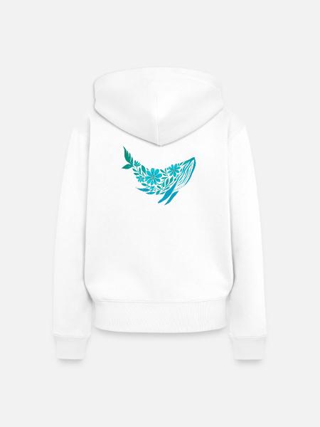 Nordische Blumen - Blauwal - Frauen Premium Bio Zip Hoodie - Weiß