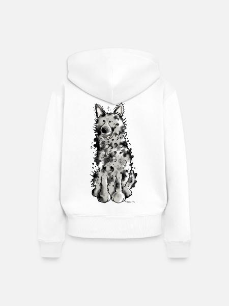 Fröhlicher Mudi - Frauen Premium Bio Zip Hoodie - Weiß
