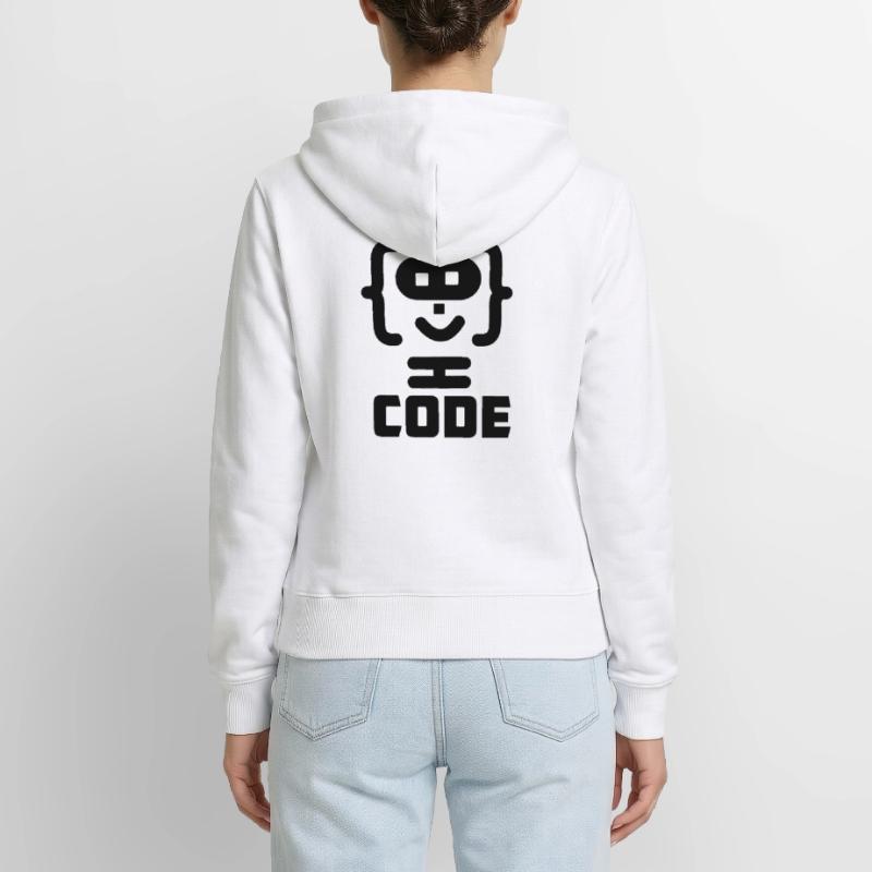Hacker programmer code logo with text CODE Women's Premium Organic Zip Hoodie
