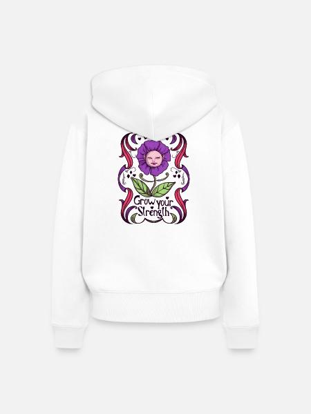Empowerment Blumendesign - Frauen Premium Bio Zip Hoodie - Weiß