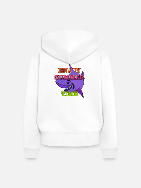 Verspielter Hai - Frauen Premium Bio Zip Hoodie - Weiß