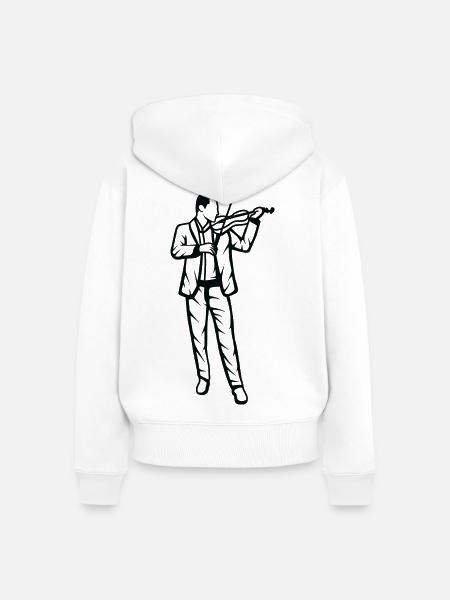 Geige Junge Skizze - Frauen Premium Bio Zip Hoodie - Weiß