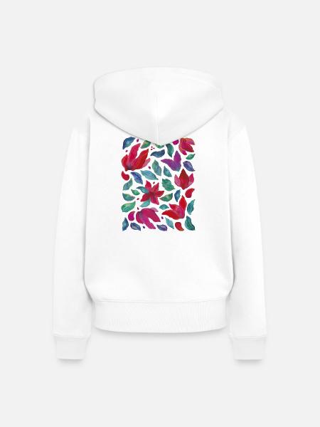 Lebendige Blumen - Frauen Premium Bio Zip Hoodie - Weiß