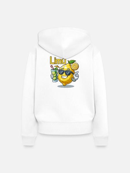 Lemon Character mit Sonnenbrille und Cocktail - Frauen Premium Bio Zip Hoodie - Weiß