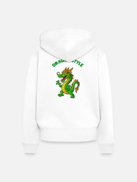 Drachenstil Cartoon - Frauen Premium Bio Zip Hoodie - Weiß