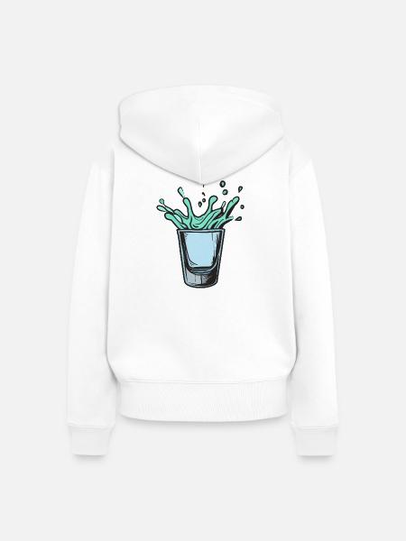 Spritzglas Splash in Teal Neon - Frauen Premium Bio Zip Hoodie - Weiß