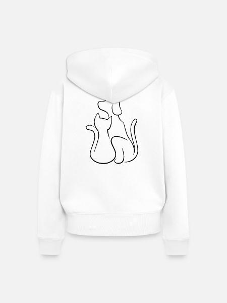 Hund und Katze Tierliebe - Frauen Premium Bio Zip Hoodie - Weiß