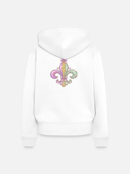 Pastell Glitzer Fleurdelis - Frauen Premium Bio Zip Hoodie - Weiß