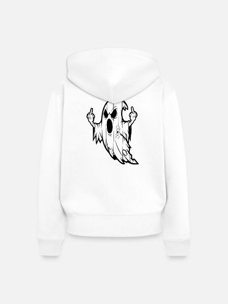Gotisches Geisterzeichen der Rebellion - Frauen Premium Bio Zip Hoodie - Weiß