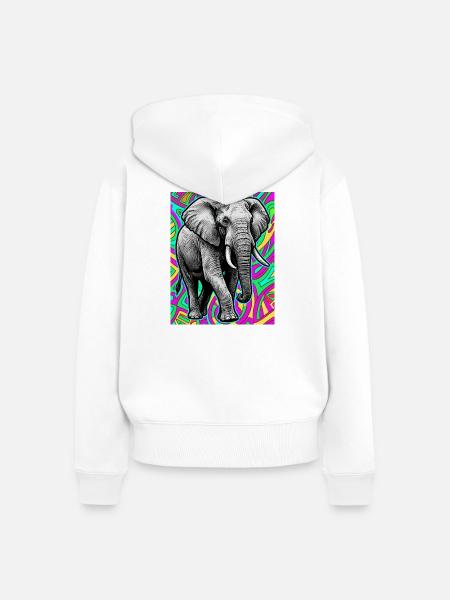 Elefant - Frauen Premium Bio Zip Hoodie - Weiß