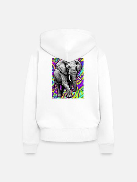 Elefant - Frauen Premium Bio Zip Hoodie - Weiß