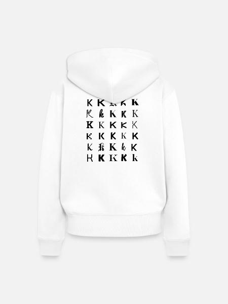 Typografie 'K', Monogramm-Buchstabenmosaikdesign. - Frauen Premium Bio Zip Hoodie - Weiß