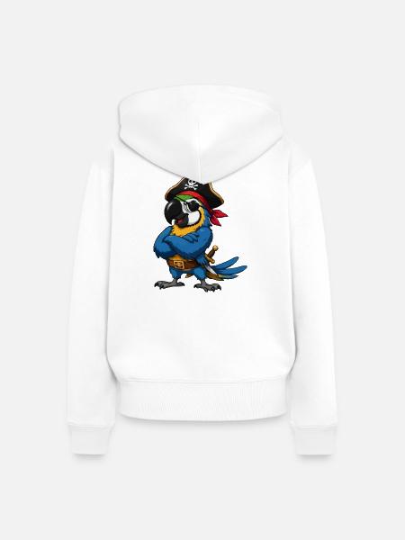 Piratenvogel mit Augenklappe - Frauen Premium Bio Zip Hoodie - Weiß