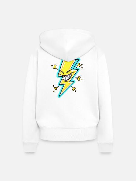 Lachender Blitz Cartoon - Frauen Premium Bio Zip Hoodie - Weiß