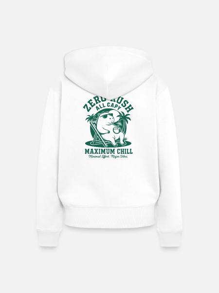 Zero Rush Capybara Chill - Frauen Premium Bio Zip Hoodie - Weiß