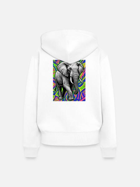 Elefant - Frauen Premium Bio Zip Hoodie - Weiß