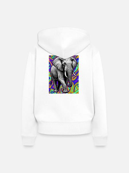 Elefant - Frauen Premium Bio Zip Hoodie - Weiß