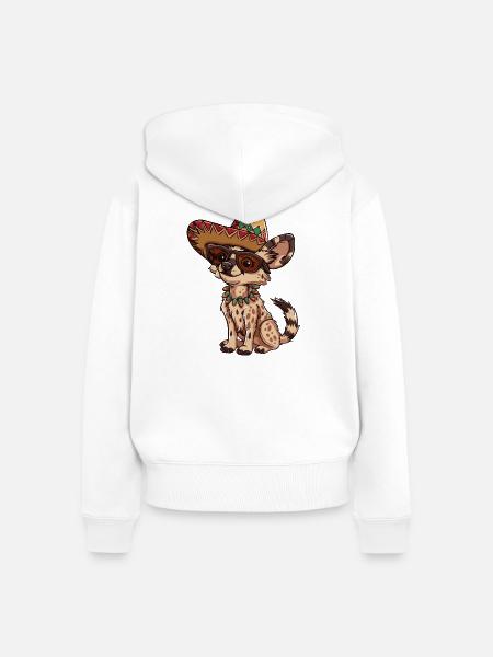 Hyäne Lustig Sombrero - Frauen Premium Bio Zip Hoodie - Weiß