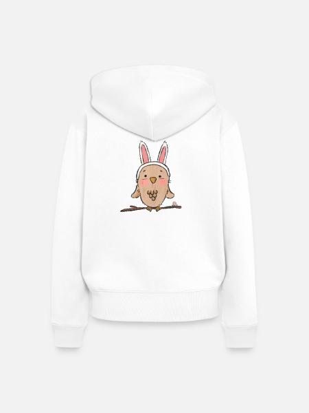 Vogel als Hase verkleidet - Frauen Premium Bio Zip Hoodie - Weiß