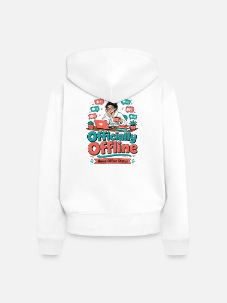 Officially Offline - Home Office - Frauen Premium Bio Zip Hoodie - Weiß